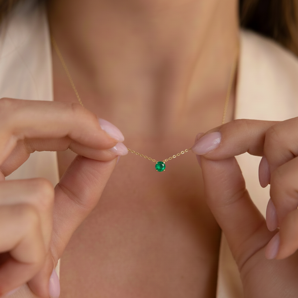 Collier pierres en émeraude