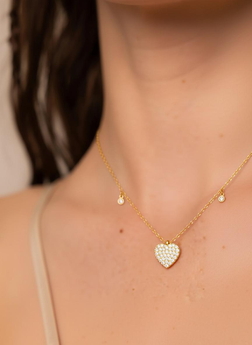 Collier Cœur Pavé Diamant Éternel