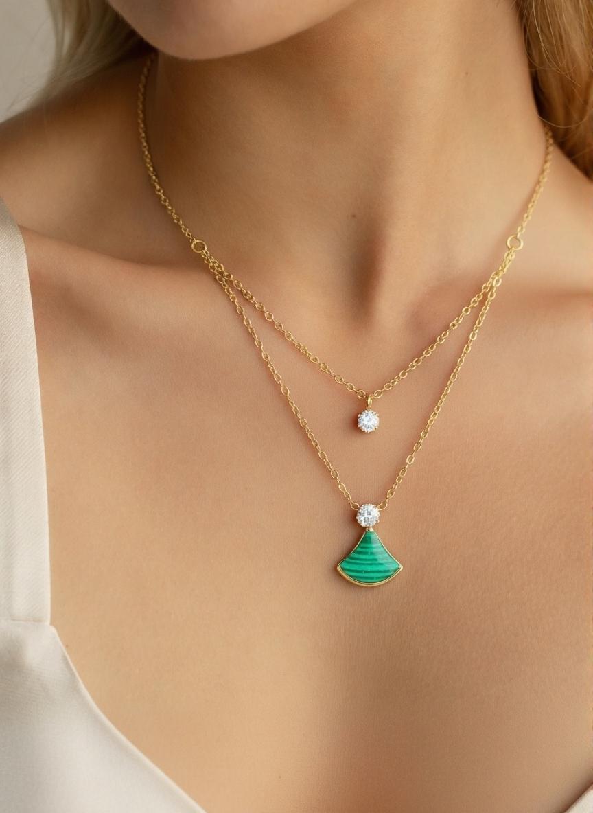 Collier duo émeraude et diamant