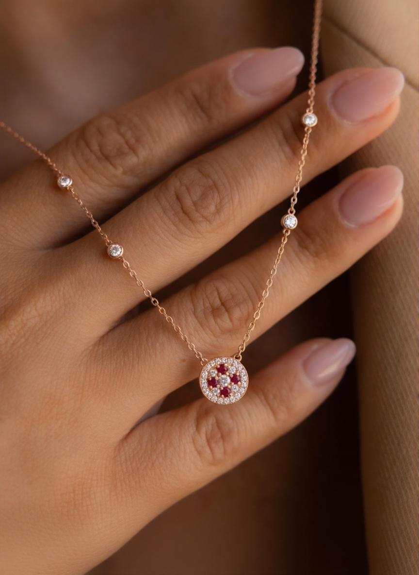 Collier couronne rubis
