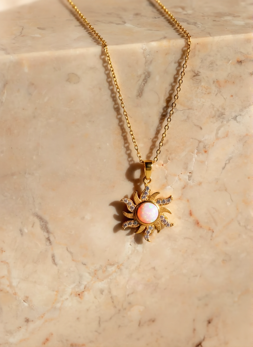Collier soleil opale
