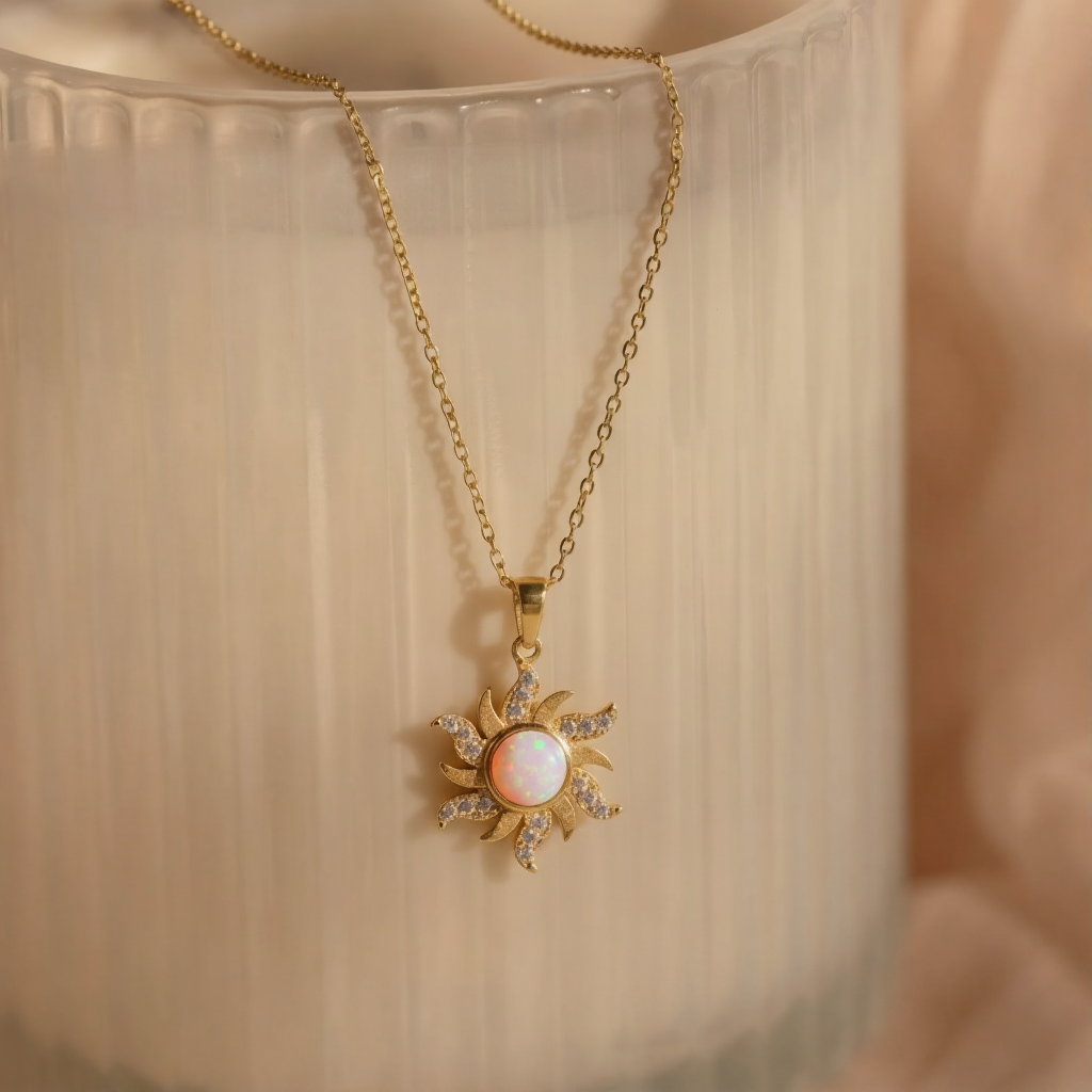 Collier soleil opale