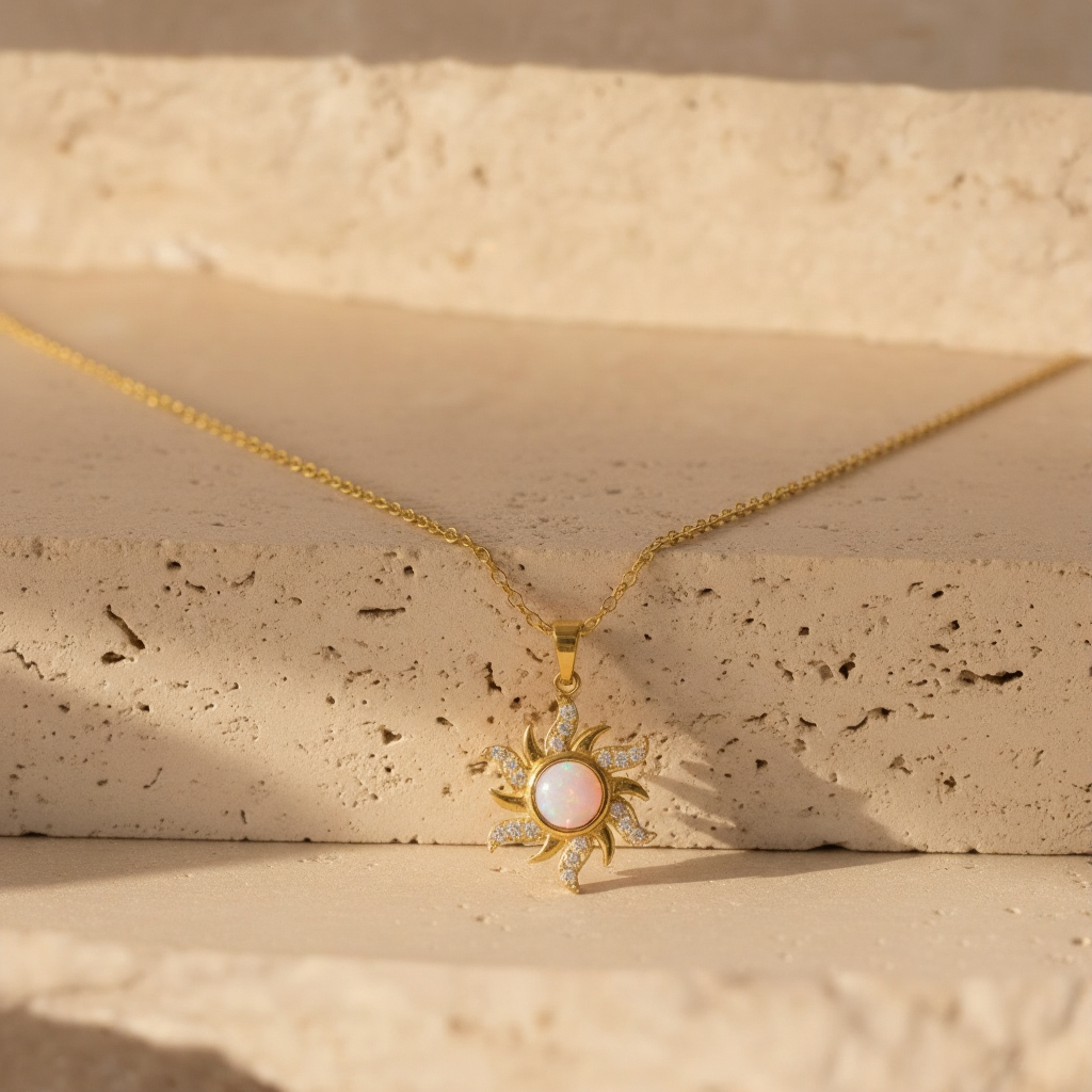 Collier soleil opale