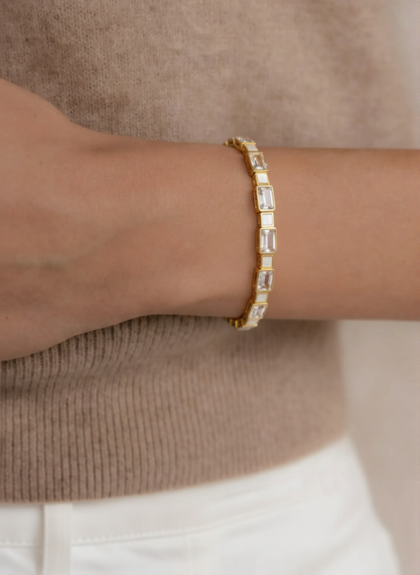 Bracelet jonc diamant baguette