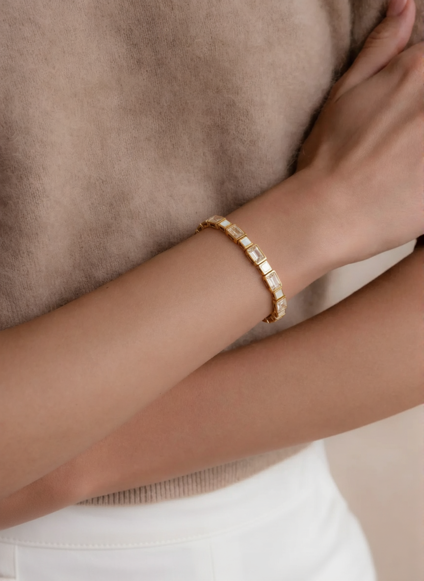 Bracelet jonc diamant baguette