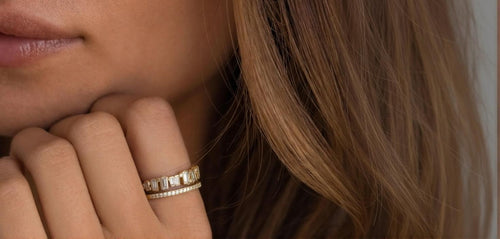 Bague ajustable à deux rangs de diamants
