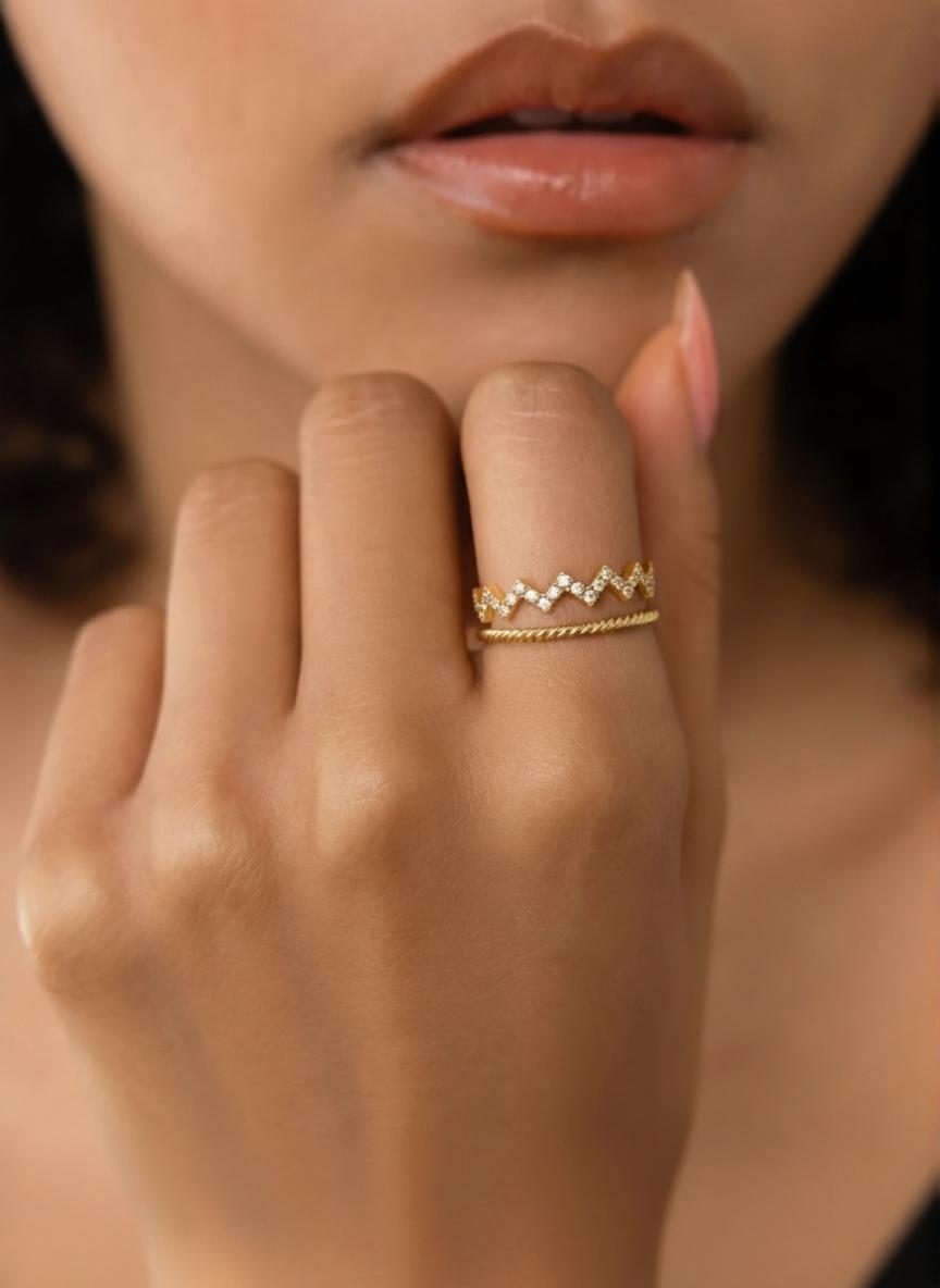 Bague ajustable Zigzag de diamant