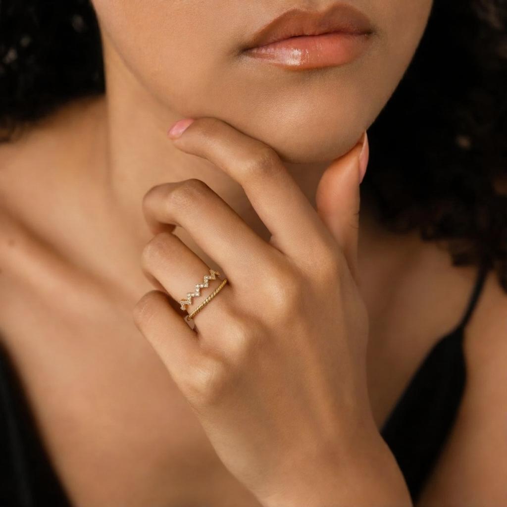 Bague ajustable Zigzag de diamant
