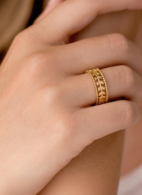 Bague Ajustable feuille d'Olivier