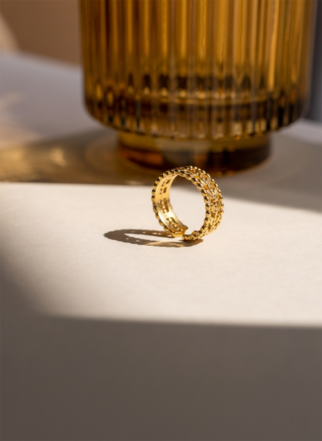 Bague Ajustable feuille d'Olivier