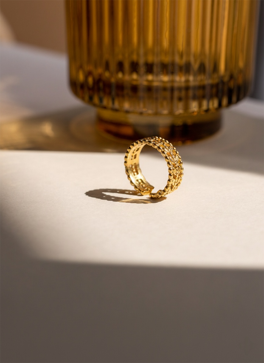 Bague Ajustable feuille d'Olivier