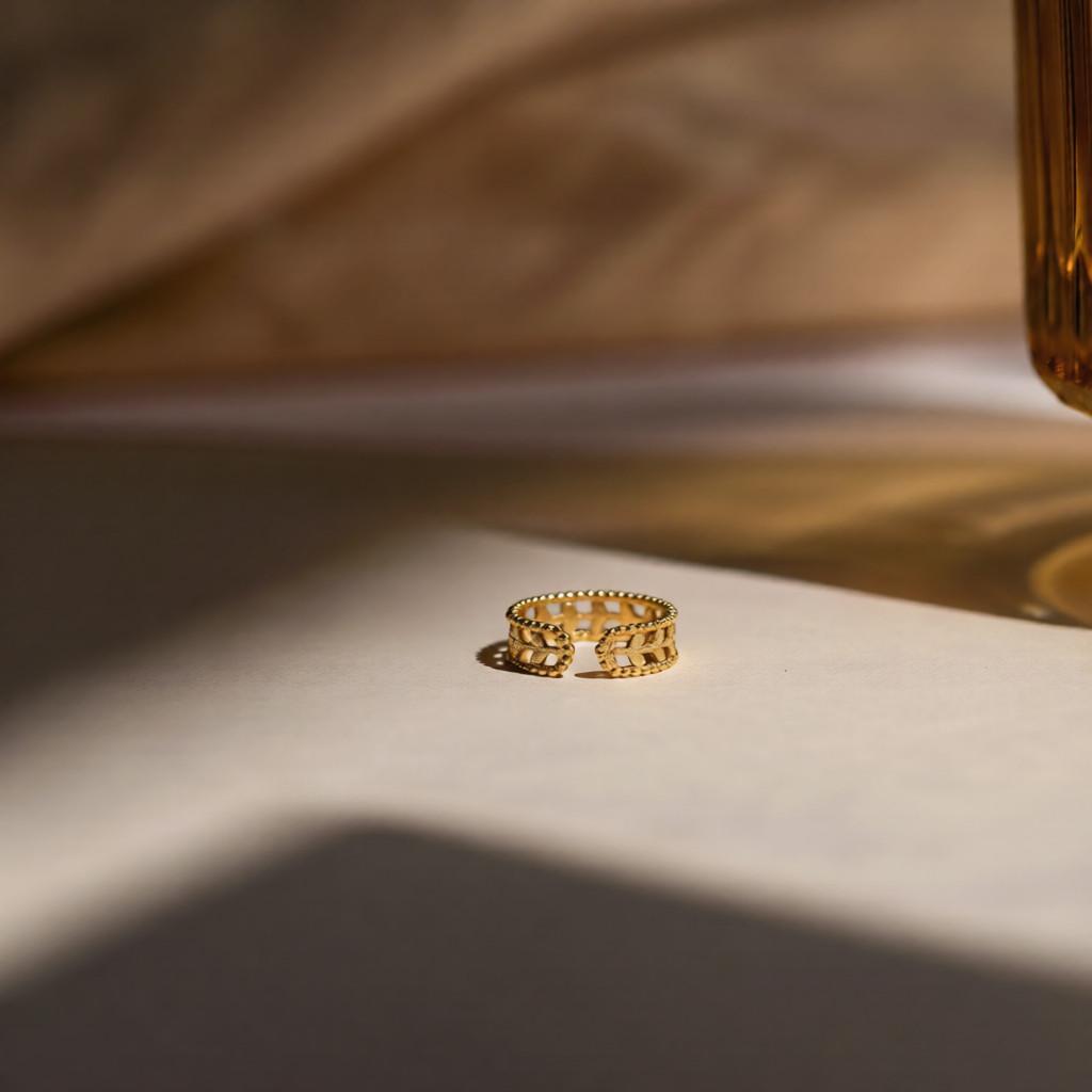 Bague Ajustable feuille d'Olivier