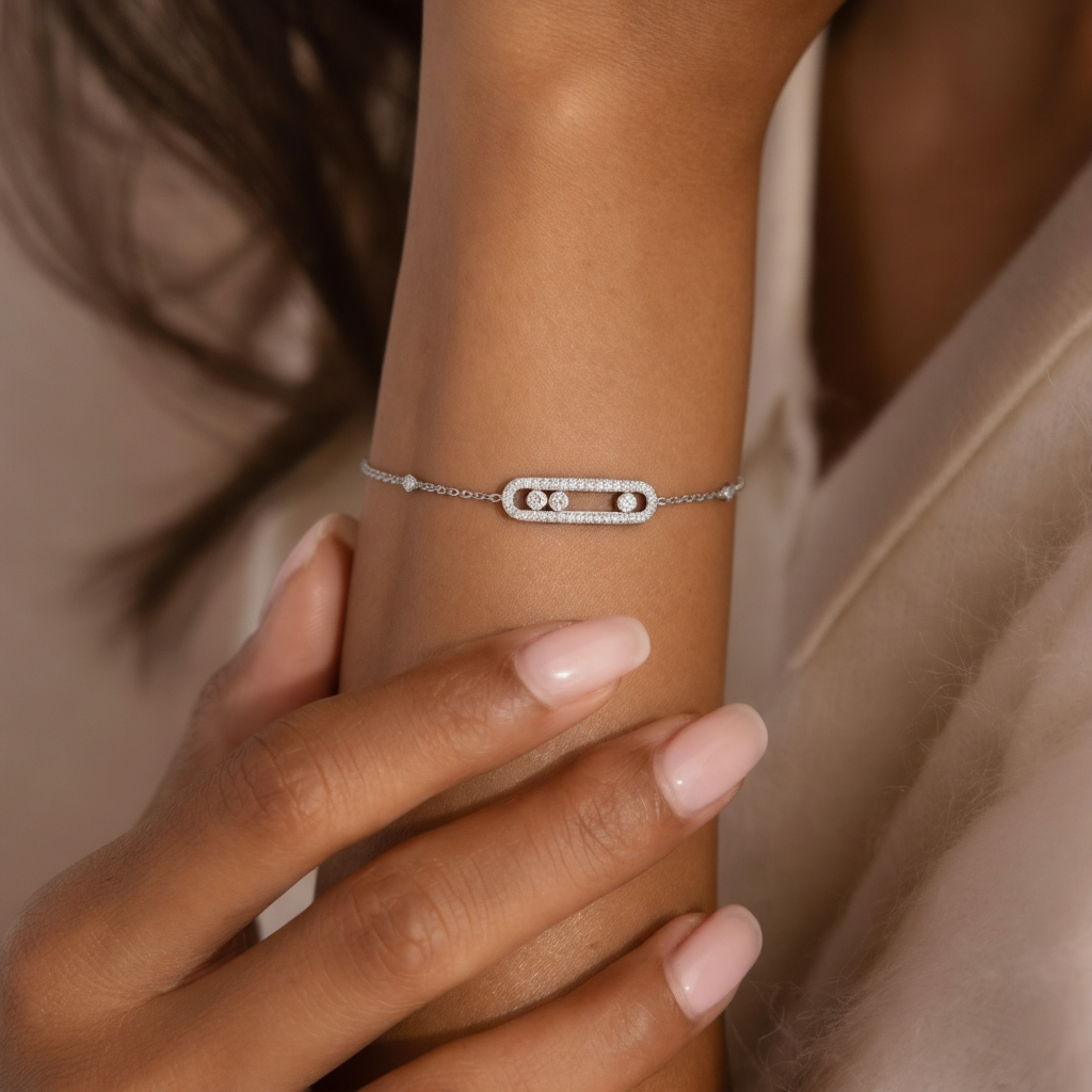 Bracelet coulissante à trois diamants