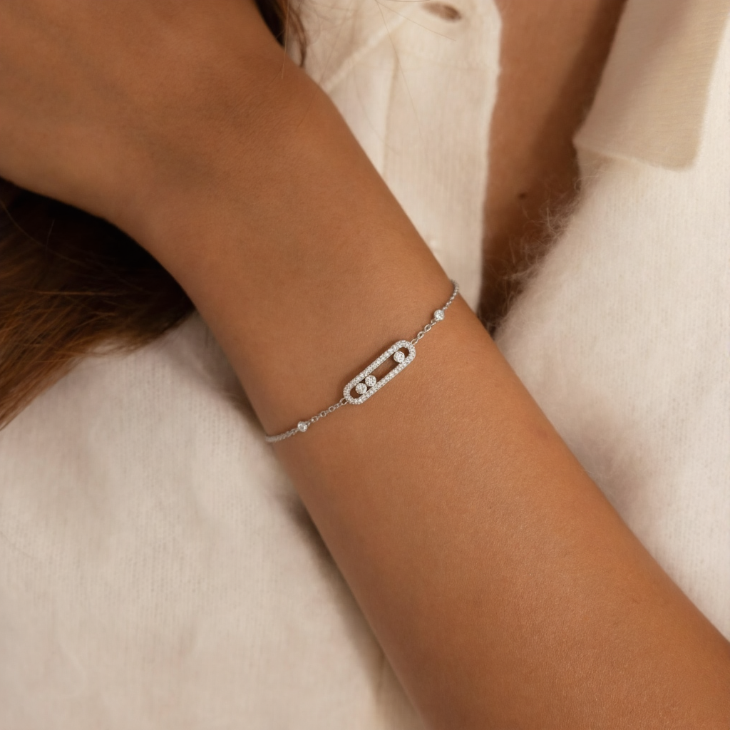 Bracelet coulissante à trois diamants