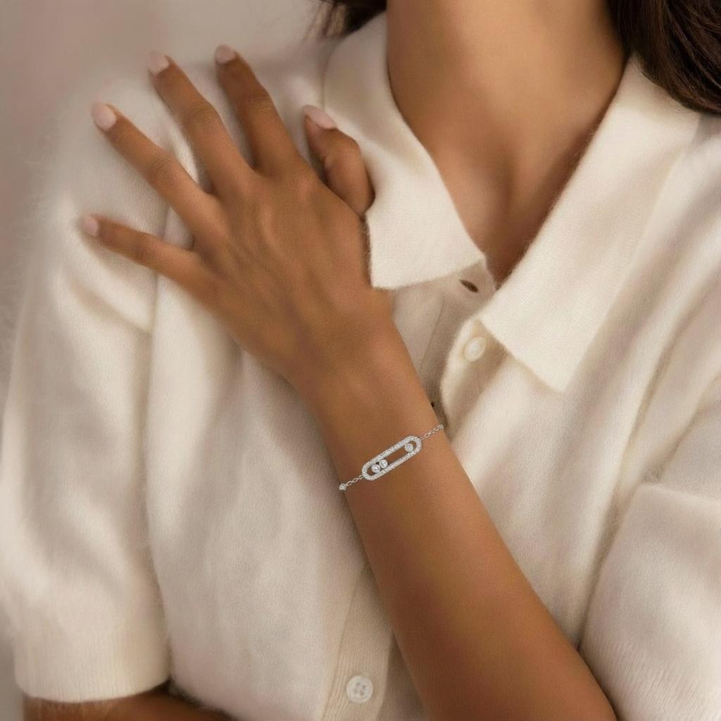 Bracelet coulissante à trois diamants
