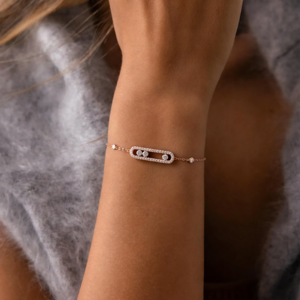 Bracelet coulissante à trois diamants