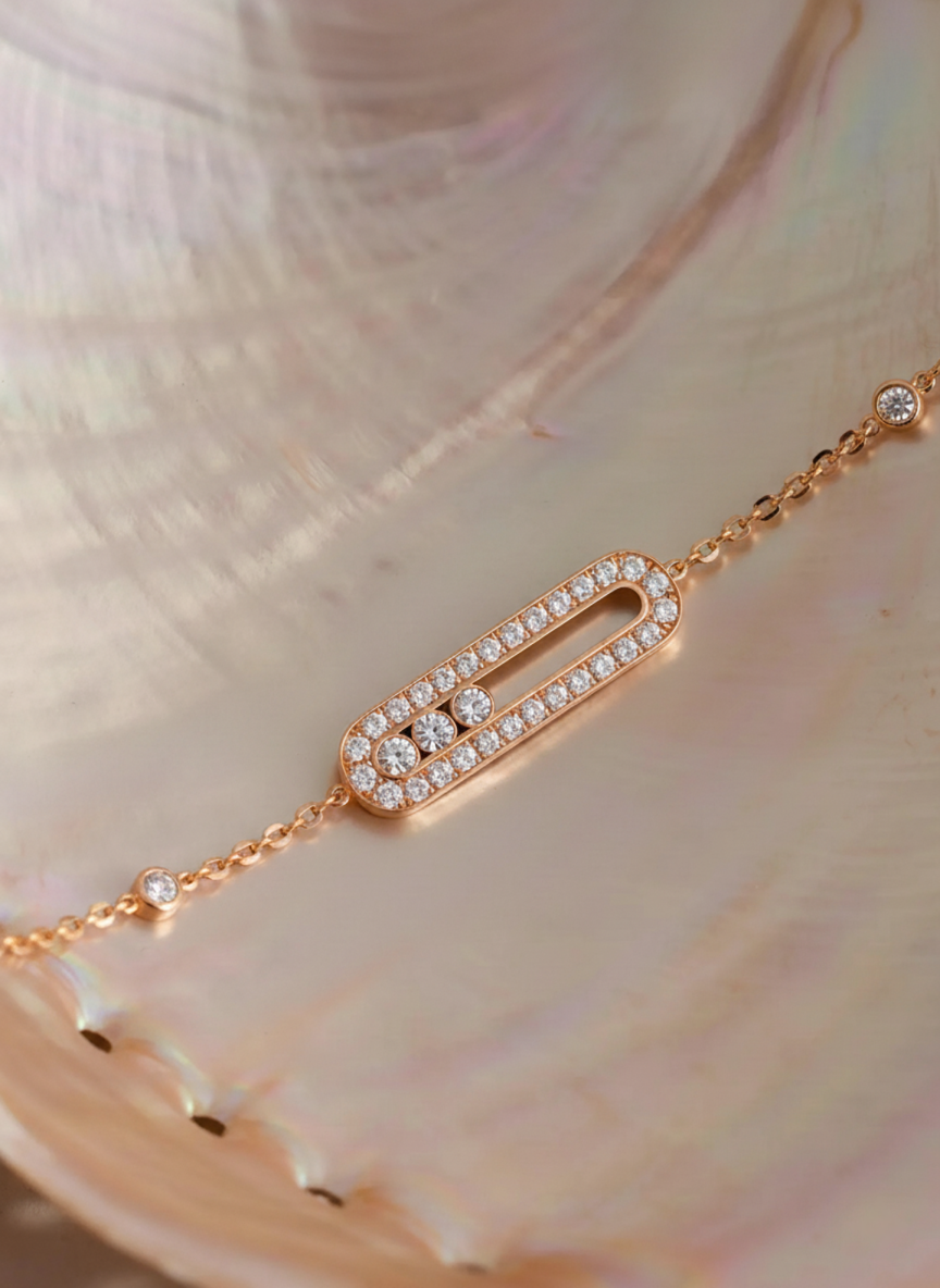 Bracelet coulissante à trois diamants